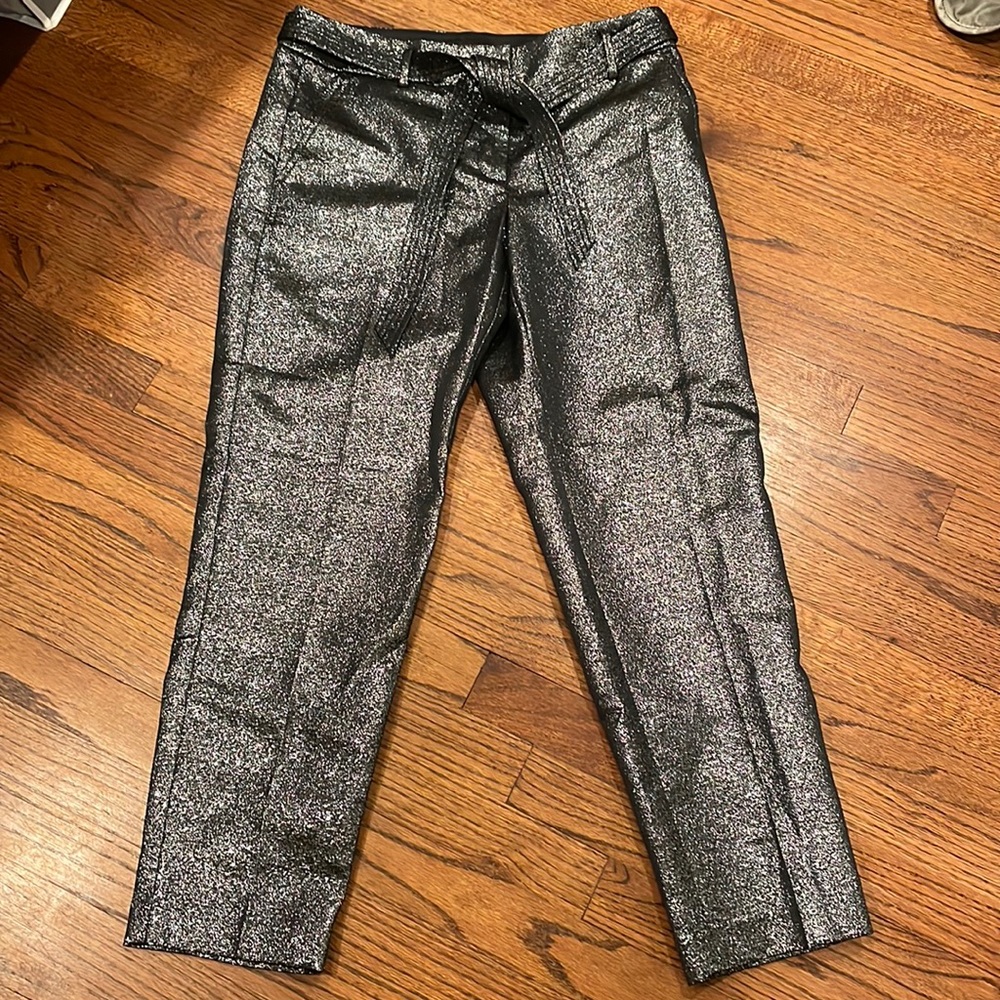 Loft marissa Marisa ankle pant metallic shimmer holiday pant outfit size 4